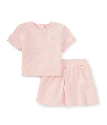 Little Me Baby Girls 12-24 Months Short Sleeve French Terry Top & Matching Skort Set