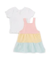 Little Me Baby Girls 12-24 Months Sleeveless Color Block Knit Jumper Dress & Short-Sleeve Solid T-Shirt Set