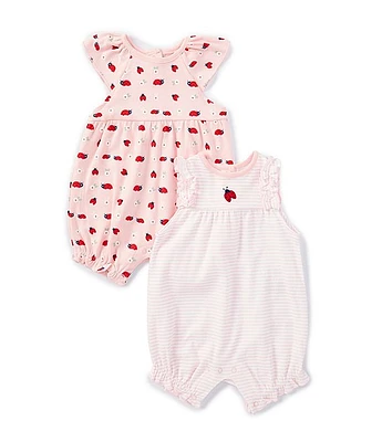 Little Me Baby Girls 3-12 Months Allover-Ladybug-Printed Romper & Sleeveless Stripe-Pattern Two-Pack