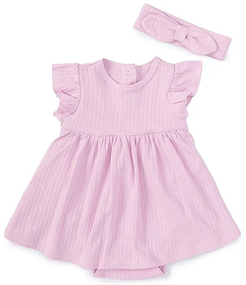 Little Me Baby Girls 3-12 Months Flutter-Sleeve Skirted Bodysuit Dress