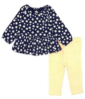 Little Me Baby Girls 3-12 Months Long Sleeve Daisy Print Tunic Top & Striped Leggings Set