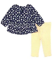 Little Me Baby Girls 3-12 Months Long Sleeve Daisy Print Tunic Top & Striped Leggings Set