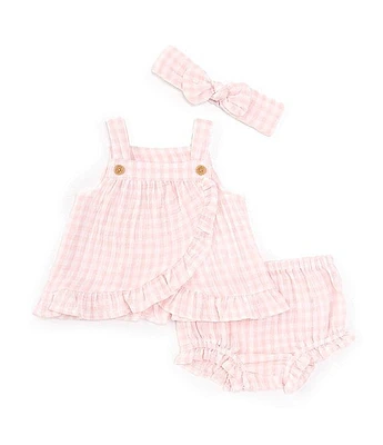 Little Me Baby Girls 3-12 Months Sleeveless Checked Gauze Tunic Top & Matching Bloomer Set