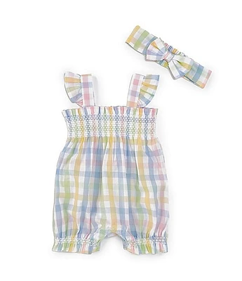 Little Me Baby Girls 3-12 Months Sleeveless Checked Romper