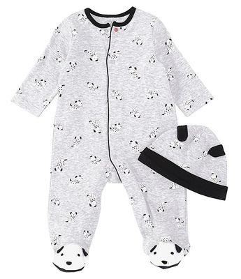 Little Me Baby Preemie-9 Months Long-Sleeve Dalmatian-Print Footed Coverall Matching Cap
