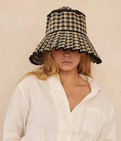 Lorna Murray Gingham Island Capri Maxi Pleated Sun Hat