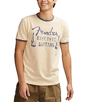 Lucky Brand Painted Fender Guitar Short Sleeve Graphic T-Shirt