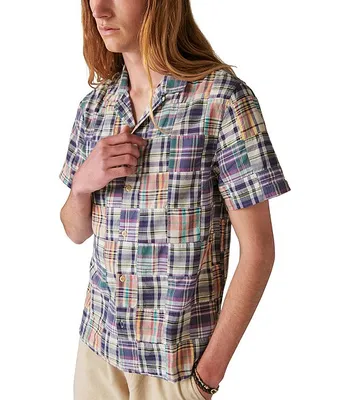 Lucky Brand Patterned Patchwork Short Sleeve Woven Workwear Shirt