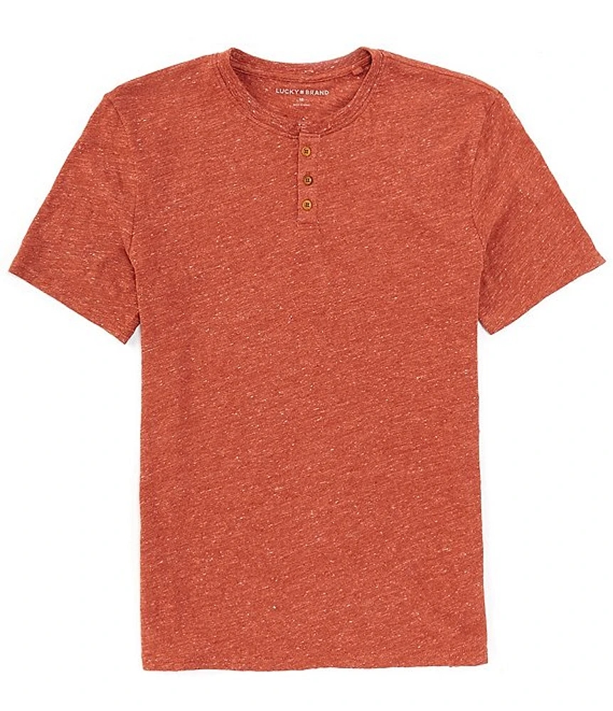 Lucky Brand Short Sleeve Linen Blend Henley T-Shirt