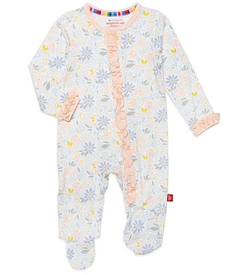 Magnetic Me Baby Girls Newborn-9 Months Long Sleeve Flower Printed Footed Coverall