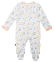 Magnetic Me Baby Girls Newborn-9 Months Long Sleeve Flower Printed Footed Coverall