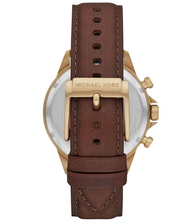 Michael Kors Gage Chronograph Chocolate Leather Watch | Brazos Mall