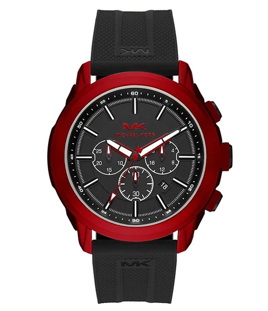 Michael Kors Kyle Red Stainless Steel Chronograph Black Watch | Green Tree Mall