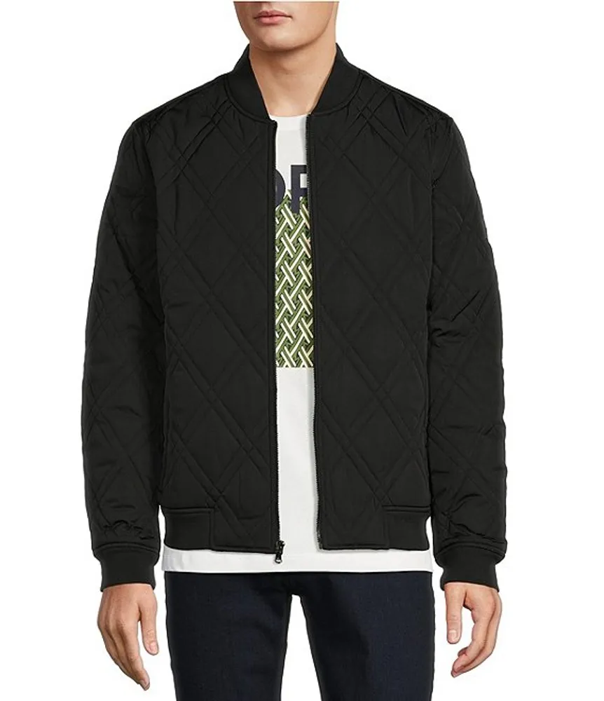 DIAMOND QUILTED ZIP-UP BOMBER JACKET