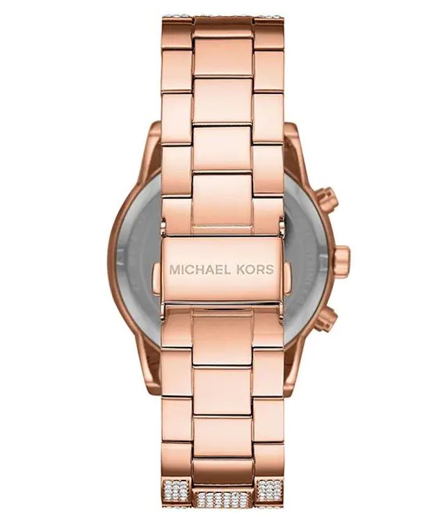 Michael Kors Ritz Three-Hand Glitz Rose Gold-Tone Stainless Steel Watch |  Alexandria Mall