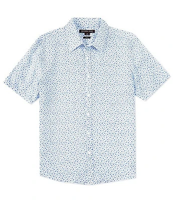 Michael Kors Slim Fit Linen Ditsy Floral Print Short Sleeve Woven Shirt