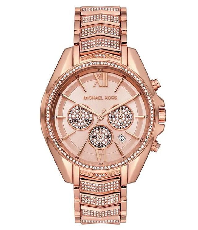 Michael Kors Whitney Rose Gold Glitz Chronograph Bracelet Watch |  Alexandria Mall