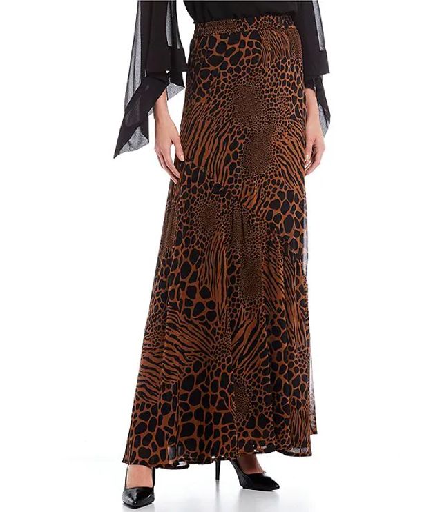 Michael Kors Animal Print Matte Jersey Ruffle Midi Skirt | Alexandria Mall