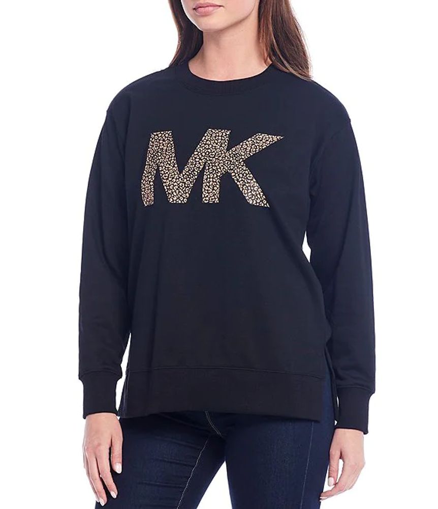 Michael Kors Animal Print Logo Boyfriend Long Sleeve Sweatshirt |  Alexandria Mall