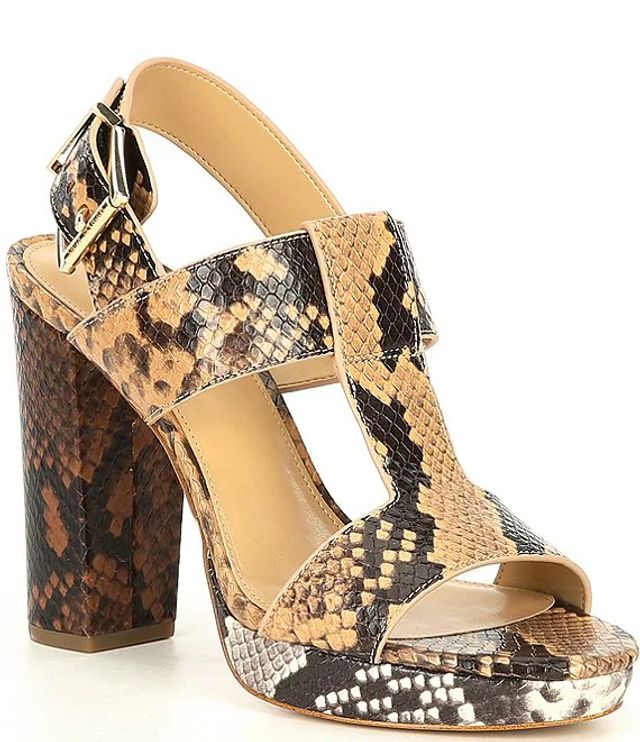 Michael Kors Antonia Python Print Leather Dress Sandals | Brazos Mall