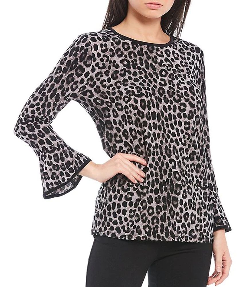 Michael Kors Cheetah Print Lux Matte Jersey 3/4 Flare Sleeve Top |  Alexandria Mall
