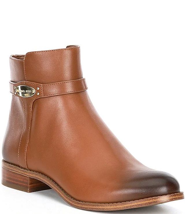 Michael Kors Finley Leather Block Heel Booties | Brazos Mall