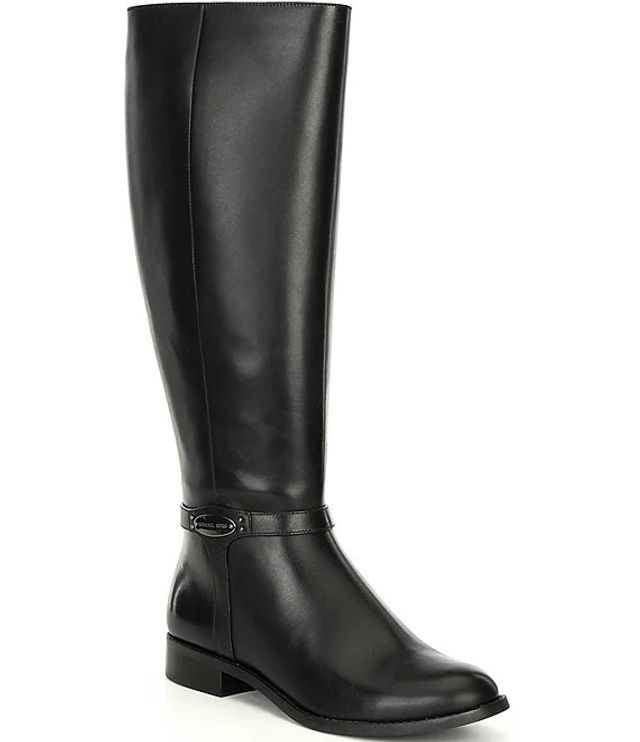 Michael Kors Finley Leather Tall Wide Calf Block Heel Boots | Alexandria  Mall