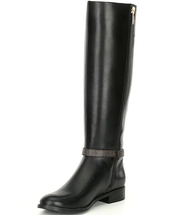 Michael Kors Finley Leather Tall Wide Calf Block Heel Boots | Alexandria  Mall