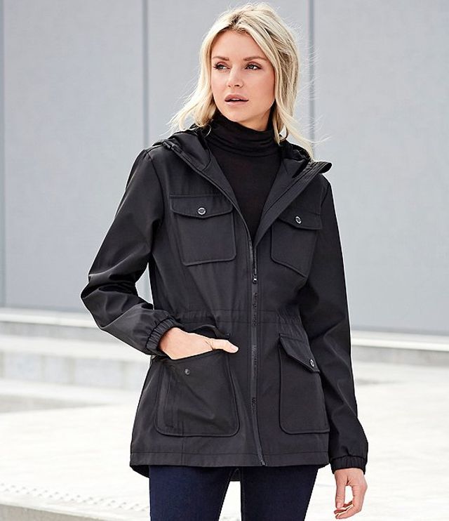 Water Resistant Camo Print Anorak Coat 