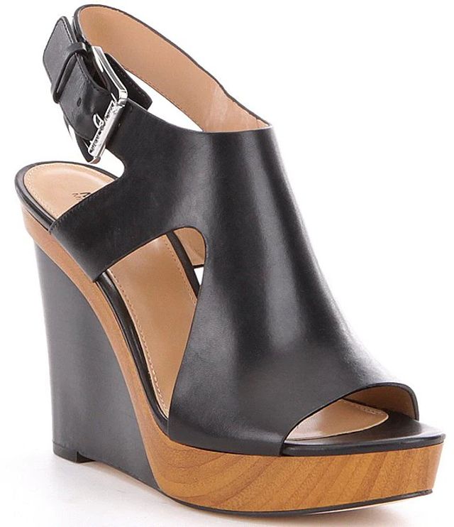 Naturalizer Zander Leather Slingback Peep Toe Wedges | Alexandria Mall