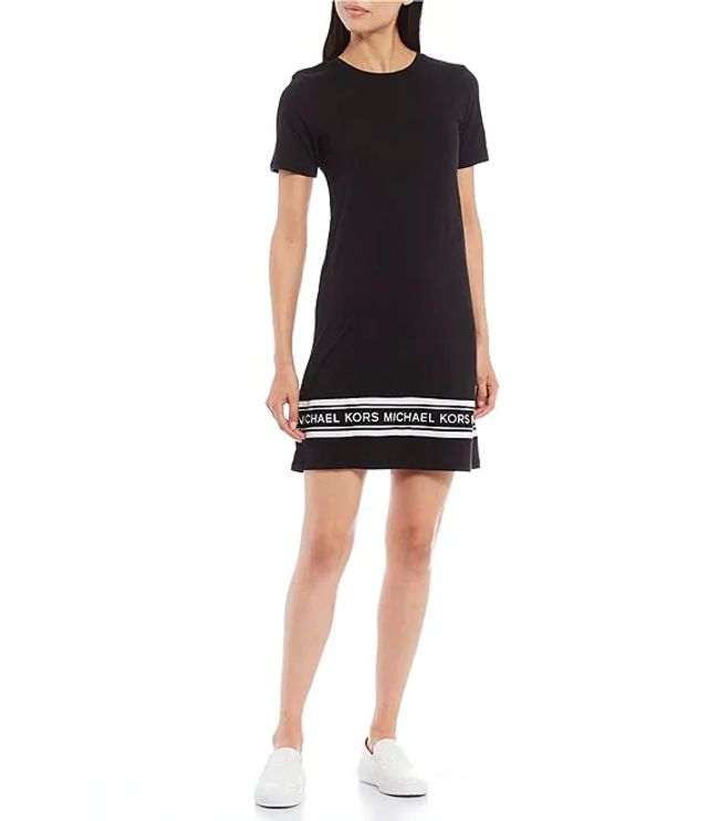 Michael Kors Stretch Knit Jersey Logo Sleeve Trim Hoodie Dress | Alexandria  Mall