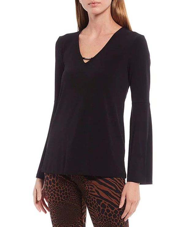 Michael Kors Lux matte Jersey Round Neck Cold Shoulder Top | Pueblo Mall