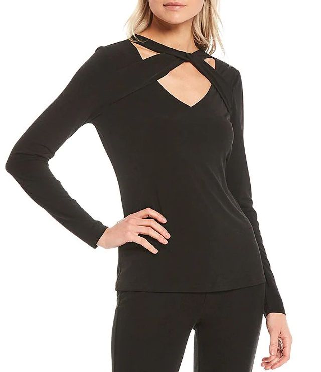 Michael Kors Plus Lux Matte Jersey Round Neck Cold Shoulder Top |  Alexandria Mall