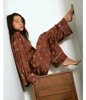 Midnight Bakery Satin Long Sleeve Western Print Pajama Set