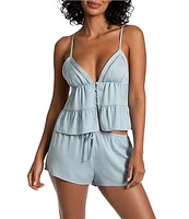 Midnight Bakery Textured Satin Tiered Cami Shorty Set