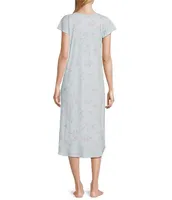 Miss Elaine Cottonessa Floral Stems Long Knit Nightgown