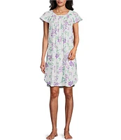 Miss Elaine Cottonessa Knit Floral Print Short Nightgown