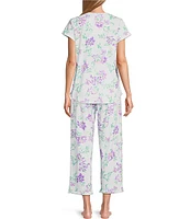 Miss Elaine Cottonessa Knit Floral Short Sleeve Top & Capri Pajama Set