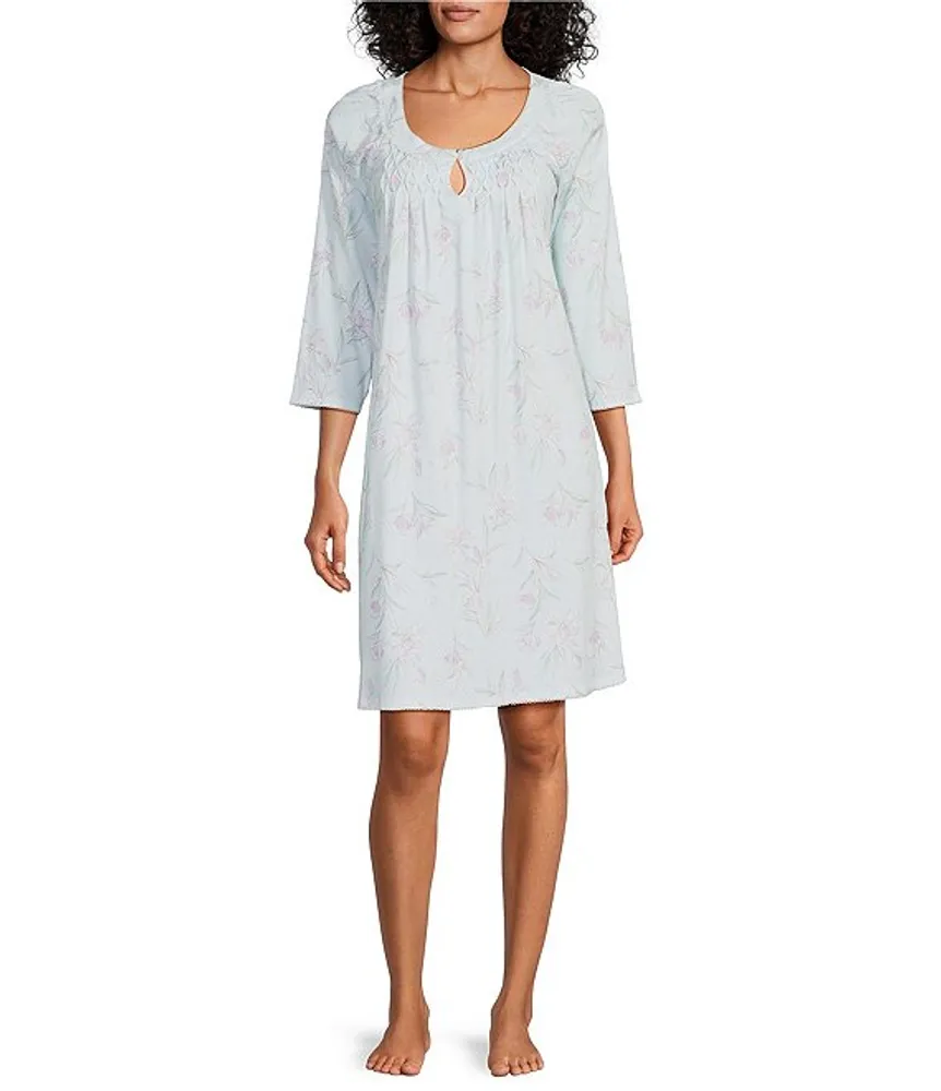 Elaine White Cotton Nightgown, Embroidered