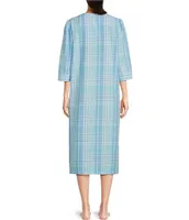 Seersucker Long Robe  Miss Elaine – Miss Elaine Store