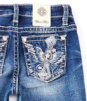 Miss Me Big Girls 7-16 Mid Rise Dark Wash with Embroidered Wing Denim Jean