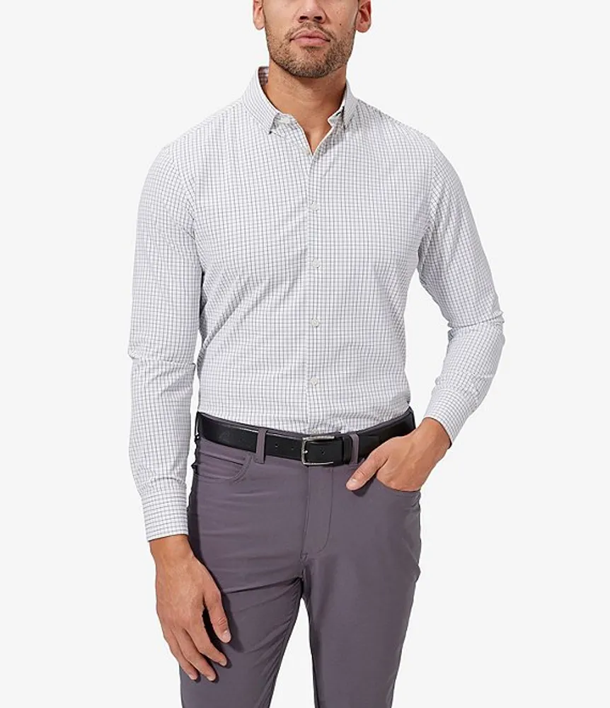 Mizzen+Main Leeward Mini Grid Performance Stretch Long-Sleeve Woven Shirt