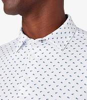 Mizzen+Main Trim Fit Performance Stretch Squares Print Short Sleeve Polo Shirt