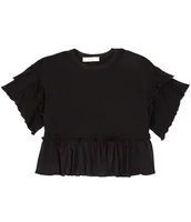 Moa Big Girls 7-16 Flutter Sleeve Round Neck Top