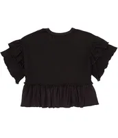 Moa Big Girls 7-16 Flutter Sleeve Round Neck Top