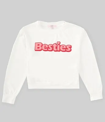 Moa Big Girls 7-16 Long-Sleeve Besties Graphic Crew Neck Sweatshirt
