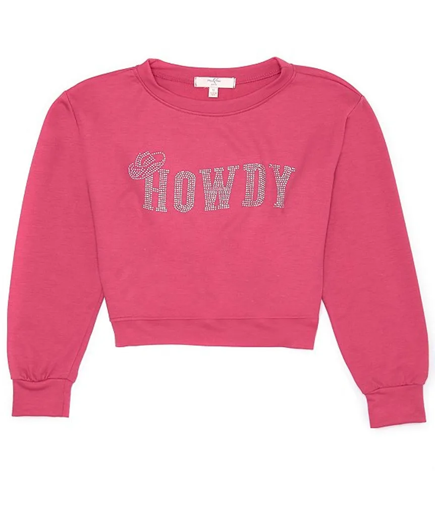 Moa Big Girls 7-16 Long-Sleeve Rhinestone Howdy Pullover