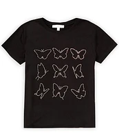 Moa Big Girls 7-16 Short Sleeve Butterfly Graphic T-Shirt