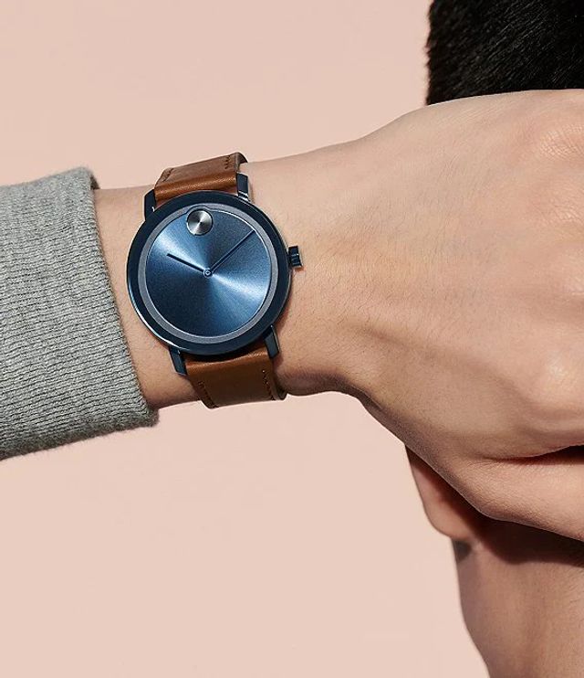 movado brown leather band