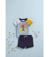 Mud Pie Baby Boys 12-18 Months Raglan Short-Sleeve Hooray #double;1#double; Applique Speckle Tee & Shorts Set
